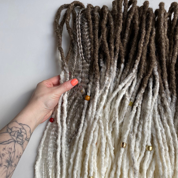 Brown to white ombre synthetic crochet dreadlocks-2