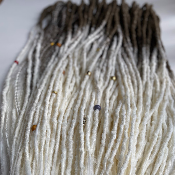 Brown to white ombre synthetic crochet dreadlocks-3