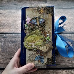 Dragon junk journal for sale Magic alchemy journal handmade Chunky wizard notebook completed