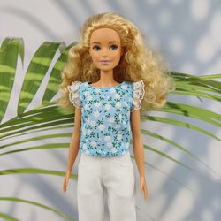 Barbie doll clothes blue blouse