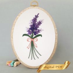 Lavender pattern pdf embroidery, Easy hand embroidery DIY