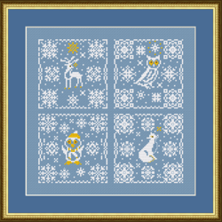 Set of 4 SNOWFLAKE CHRISTMAS  Ornaments by CrossStitchingForFun, Christmas cross stitch patterns PDF  Instant download