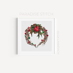 Christmas Wreath cross stitch pattern PDF and Sag