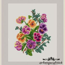 Pansies Berlin Woolwork Bouquet 51 Vintage Cross Stitch Pattern PDF