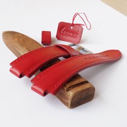 Red Watch Strap for ORIS Aquis, genuine leather watchband