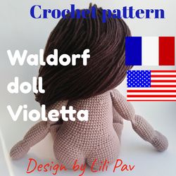 Poseable Waldorf doll (body) with a plump booty for play, cute  body doll for children's, download pattern