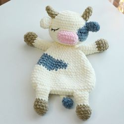 Crochet cow lovey pattern, Cow pattern tutorial, Cow Baby Security Blanket, Cow Lovey crochet toy, Amigurumi comforter