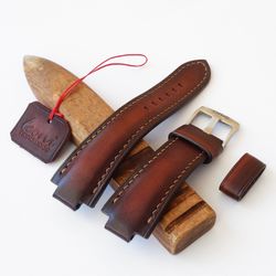 Brown / mahogany Watch Strap for ORIS Aquis, genuine leather watchband