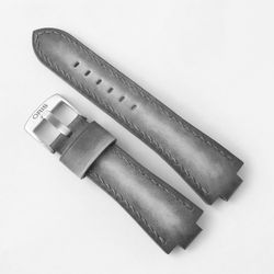 Gray Watch Strap for ORIS Aquis, genuine leather watchband