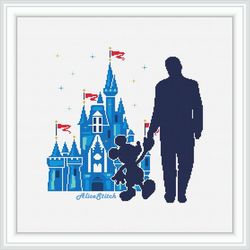 Cross stitch pattern Walt Disney Mickey Mouse Castle Silhouette Fairy Tale Cartoon Kids counted crossstitch patterns PDF