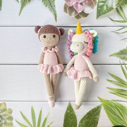 Crochet PATTERNS ballerina doll, unicorn, Amigurumi PATTERN, Crochet pattern toys