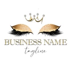 custom lash logo design premade eyelashes logo lash artist business logo lash brows gold logo gold glitter eyelash logo