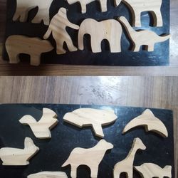 Set of 15 Wooden Animals Handmade With Natural Wood Non Colored & Non Polished