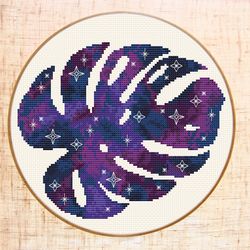 monstera leaf cross stitch pattern pdf modern cross stitch space galaxy cross stitch starry sky cross stitch celestial