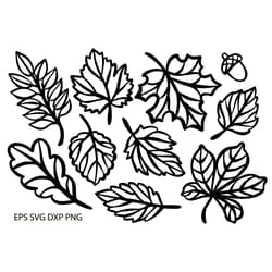 autumn silhouettes svg eps dxf vector cliparts of leaves for silhouette scanncut and cricut plotters in horisontal a4