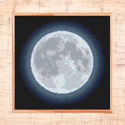 moon cross stitch pattern modern cross stitch pdf celestial cross stitch space galaxy cross stitch astronomy embroidery