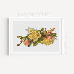 Yellow Roses  cross stitch pattern PDF and Sag