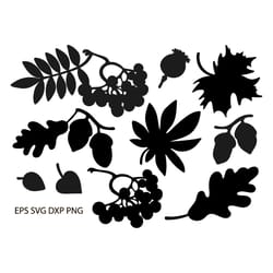 autumn symbols for plotter from leaves svg eps dxf vector