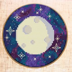 moon cross stitch pattern modern cross stitch starry night sky cross stitch space galaxy cross stitch pdf