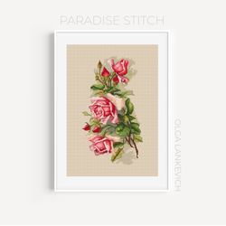 Vintage Roses  cross stitch pattern PDF and Sag