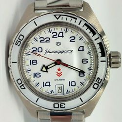 Vostok Komandirskie 2431 24h 24 hour scale dial Polar White 650546 Brand New men's mechanical automatic watch