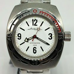Vostok Amphibia 2415 Barrel White 090486 200M Brand New men's mechanical automatic watch