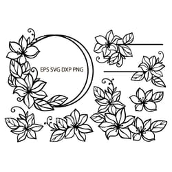 clematis svg eps dxf png vector from flowers for plotter
