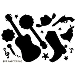 cowboy counry music svg eps dxf png vector for plotter cutting