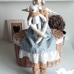 interior doll tilda angel and bear decor doll textile doll home decor doll