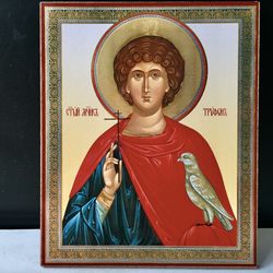 St. Tryphon The Martyr | Lithography Icon Print On Wood | Size: 5 1/4" X 4 1/2"
