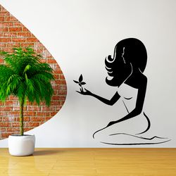 Picture Of A Girl With A Butterfly Wall Sticker Vinyl Decal Mural Art Decor