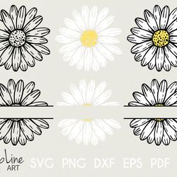 daisy flower bundle svg simple flower png clipart