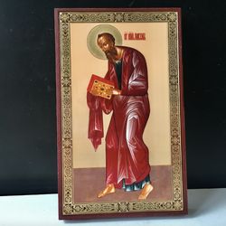 Saint Apostle Paul, Full Stature | Icon print on wood | Size: 19 x 12,5 x 2 cm | Made in Russia