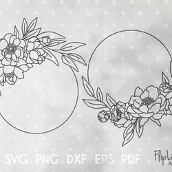 boho floral wreath svg split monogram svg floral frame png wedding decor svg laser peonies svg wedding invite svg mother