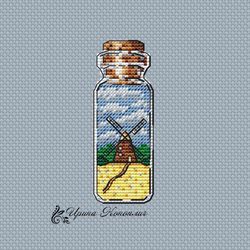 Mill cross stitch pattern, bottle cross stitch pattern, sammer cross stitch pattern in pdf