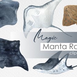 About Ocean Clipart Watercolor Manta Ray Art Graphic. This set is perfect for posters, prints, quotes, tumblers, mugs