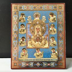 Kursk Icon of the Mother of God of the Sign | Lithography print mounted on wood | Size: 5 1/4" x 4 1/2"