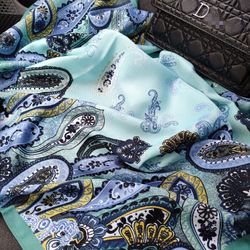 Paisley mint scarf, square scarf