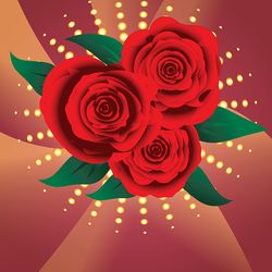 card with red roses