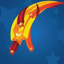 funky colorful stars illustration on blue background