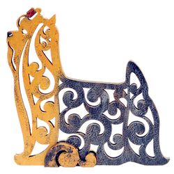 figurine yorkshire terrier dog statuette made of wood (mdf), yorkie statuette hand-painted