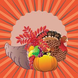 cornucopia with turkey bird