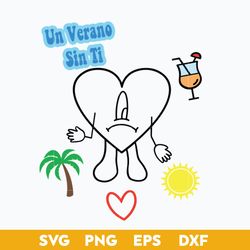 Un Verano Sin Ti Outline SVG, Bunny Heart SVG PNg DXF EPS Digital File