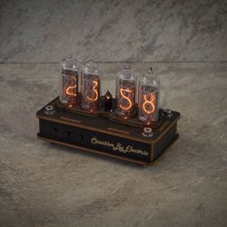 Nixie Tube Clock Case IN-14 4-tubes Table Watch Vintage Gift  Home Decor  Backlight is Orange