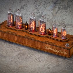 Nixie Tube Clock Case IN-14/16 6-tubes Table Watch Vintage Gift  Home Decor  Backlight is Red
