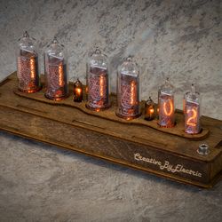 nixie tube clock case in-14/16 6-tubes table watch vintage gift  home decor  backlight is orange