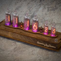 Nixie Tube Clock Case IN-14/16 6-tubes Table Watch Vintage Gift  Home Decor  Backlight is Purple