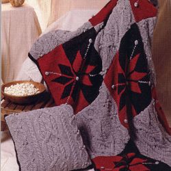 Digital | Vintage Knitting Pattern Snowflake Afghan and Aran Pillow | Country Home Decor | ENGLISH PDF TEMPLATE