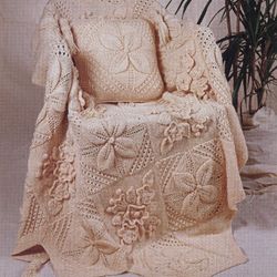 Digital | Vintage Knitting Pattern Counterpane Afghan and Pillow | Country Home Decor | ENGLISH PDF TEMPLATE
