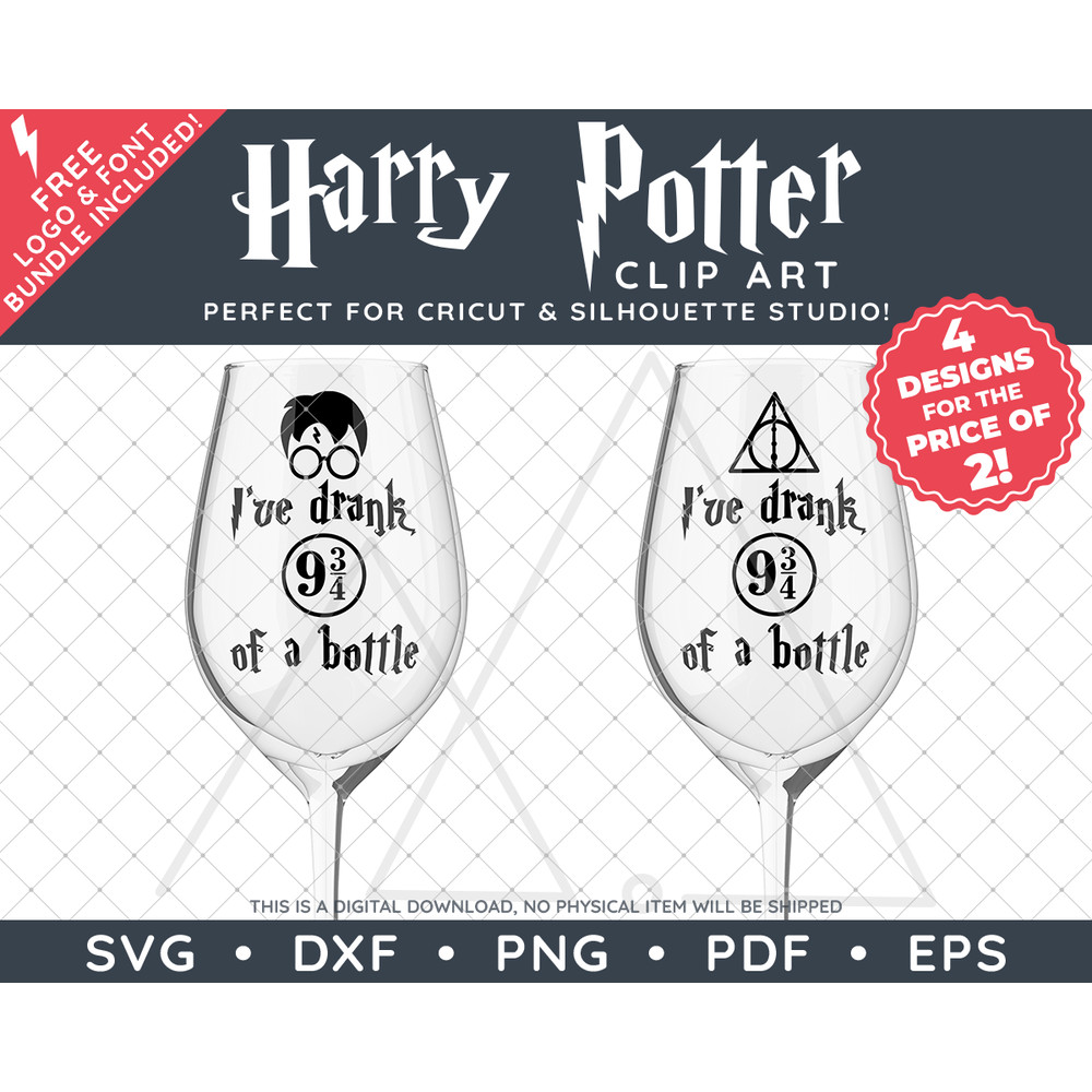 Harry Potter Wine Glass Design by SVG Studio Thumbnail4.png